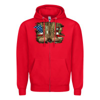 Red american flag with army boots Zipper Hoodie - RanaPortraitStore