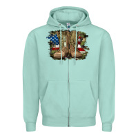 Seafoam american flag with army boots Zipper Hoodie - RanaPortraitStore