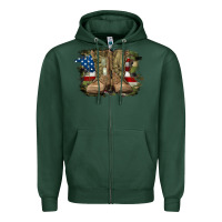 Sports Green american flag with army boots Zipper Hoodie - RanaPortraitStore