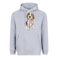 Heather Grey beagle Heavyweight Hoodie - RanaPortraitStore