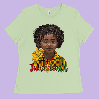 Juneteenth Black Boy Ladies Tee Designed By Barkaloodesign