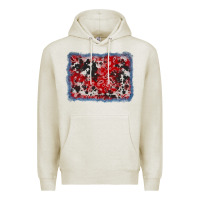 Oatmeal Heather bandana cowhide denim background Premium Hoodie - AdoDesignShop