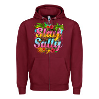 Burgundy stay salty Zipper Hoodie - RanaPortraitStore
