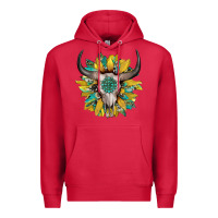 Cardinal boho bullskull with sunflower and gemstone Premium Hoodie - Artiststas