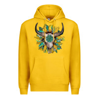 Lemon boho bullskull with sunflower and gemstone Premium Hoodie - Artiststas