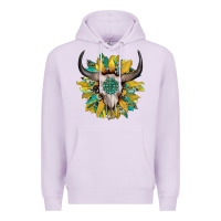 Lilac boho bullskull with sunflower and gemstone Premium Hoodie - Artiststas