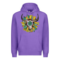 Purple boho bullskull with sunflower and gemstone Premium Hoodie - Artiststas