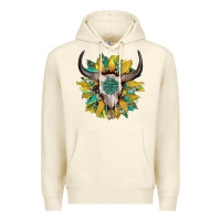 Sandshell boho bullskull with sunflower and gemstone Premium Hoodie - Artiststas