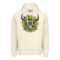 Tofu boho bullskull with sunflower and gemstone Premium Hoodie - Artiststas