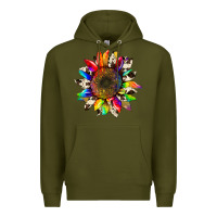 Army Green tie dye sunflower with cowhide Premium Hoodie - Artiststas