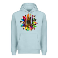 Blue Mist tie dye sunflower with cowhide Premium Hoodie - Artiststas