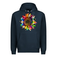 Navy tie dye sunflower with cowhide Premium Hoodie - Artiststas