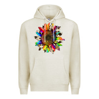 Oatmeal Heather tie dye sunflower with cowhide Premium Hoodie - Artiststas