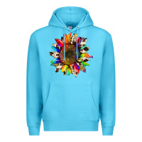 Ocean Blue tie dye sunflower with cowhide Premium Hoodie - Artiststas