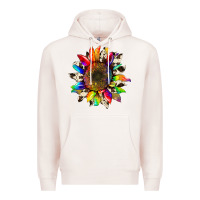 Pale Pink tie dye sunflower with cowhide Premium Hoodie - Artiststas