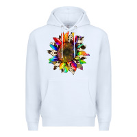 White tie dye sunflower with cowhide Premium Hoodie - Artiststas