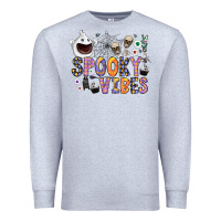 Heather Grey spooky vibes Premium Sweatshirt - CowhideDigitalArt