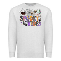 Oatmeal Heather spooky vibes Premium Sweatshirt - CowhideDigitalArt