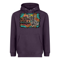 Plum life is better with a frenchie Heavyweight Hoodie - RanaPortraitStore