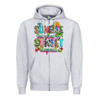 Heather Grey sunrise sunburn sunset repeat Zipper Hoodie - RanaPortraitStore