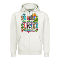 Oatmeal Heather sunrise sunburn sunset repeat Zipper Hoodie - RanaPortraitStore