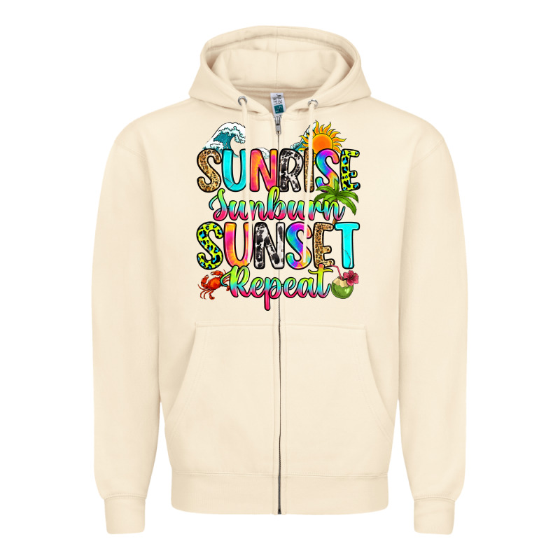 Sunrise Sunburn Sunset Repeat Zipper Hoodie by RanaPortraitStore | Teevron