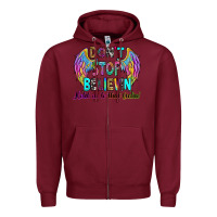Burgundy don't stop believin' hold on to that feelin' Zipper Hoodie - RanaPortraitStore