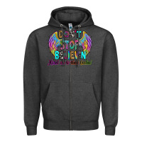 Charcoal Heather don't stop believin' hold on to that feelin' Zipper Hoodie - RanaPortraitStore