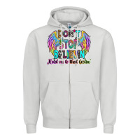 Dove Grey don't stop believin' hold on to that feelin' Zipper Hoodie - RanaPortraitStore