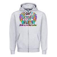 Heather Grey don't stop believin' hold on to that feelin' Zipper Hoodie - RanaPortraitStore