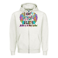 Oatmeal Heather don't stop believin' hold on to that feelin' Zipper Hoodie - RanaPortraitStore