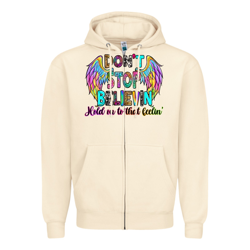Don't Stop Believin' Hold On To That Feelin' Zipper Hoodie by RanaPortraitStore | Teevron