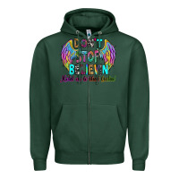 Sports Green don't stop believin' hold on to that feelin' Zipper Hoodie - RanaPortraitStore