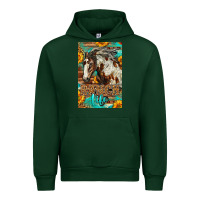 Forest Green Western Ranch Life Mustang Horse Urban Hoodie - LillyAllenDesigns