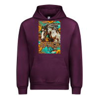 Mauve Wine Western Ranch Life Mustang Horse Urban Hoodie - LillyAllenDesigns