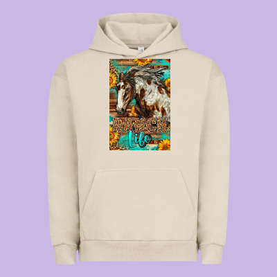 Western Ranch Life Mustang Horse Urban Hoodie Designed By Lillyallendesigns