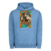 Pigment Pebble Blue Western Ranch Life Mustang Horse Urban Hoodie - LillyAllenDesigns