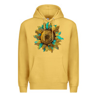 Antique Gold sunflower with leopard and turquoise Premium Hoodie - Artiststas