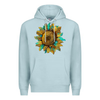 Blue Mist sunflower with leopard and turquoise Premium Hoodie - Artiststas
