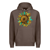 Coffee sunflower with leopard and turquoise Premium Hoodie - Artiststas