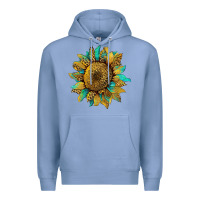 Colony Blue sunflower with leopard and turquoise Premium Hoodie - Artiststas