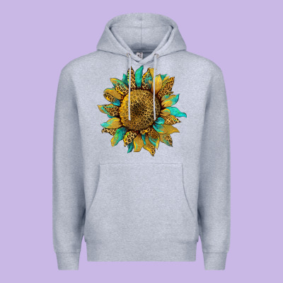Sunflower With Leopard And Turquoise Premium Hoodie Designed By Artiststas