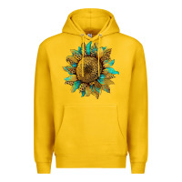 Lemon sunflower with leopard and turquoise Premium Hoodie - Artiststas