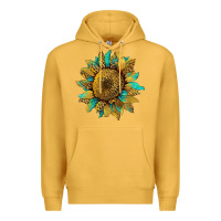 Mustard sunflower with leopard and turquoise Premium Hoodie - Artiststas