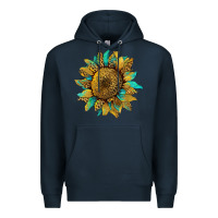 Navy sunflower with leopard and turquoise Premium Hoodie - Artiststas