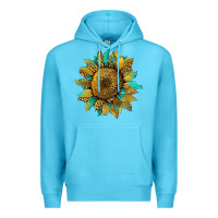 Ocean Blue sunflower with leopard and turquoise Premium Hoodie - Artiststas