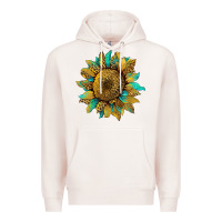 Pale Pink sunflower with leopard and turquoise Premium Hoodie - Artiststas