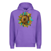 Purple sunflower with leopard and turquoise Premium Hoodie - Artiststas