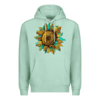 Seafoam sunflower with leopard and turquoise Premium Hoodie - Artiststas