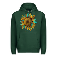 Sports Green sunflower with leopard and turquoise Premium Hoodie - Artiststas